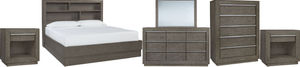 Benchcraft® Anibecca 6-Piece Weathered Gray Queen Bookcase Bed Set