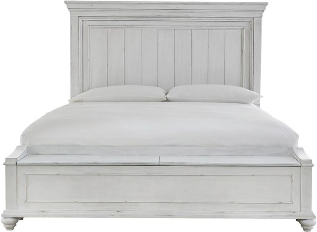 Benchcraft® Kanwyn Whitewash California King Panel Bed with Storage 2