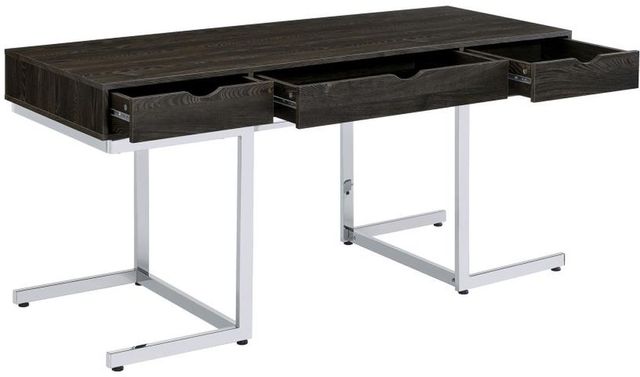 Coaster® Noorvik 3-Piece Chrome/Dark Oak Writing Desk Set 2