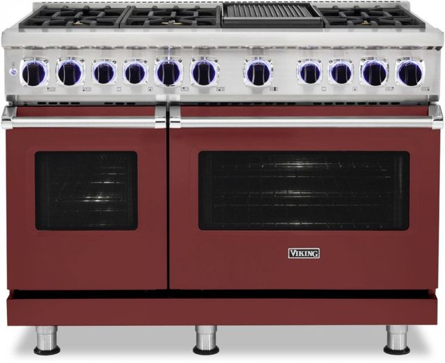 Viking® 7 Series 48" Reduction Red Pro Style Dual Fuel Natural Gas Range with 12" Griddle