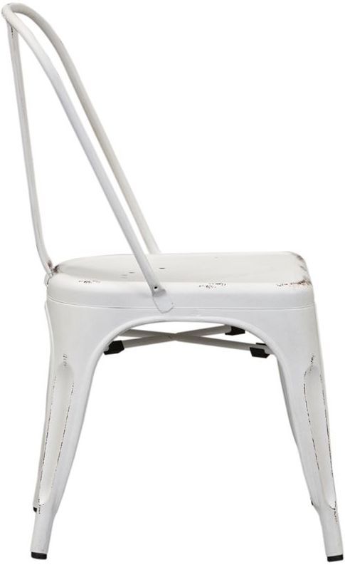 Liberty Furniture Vintage Antique White Distressed Metal Bow Back Side Chair-2