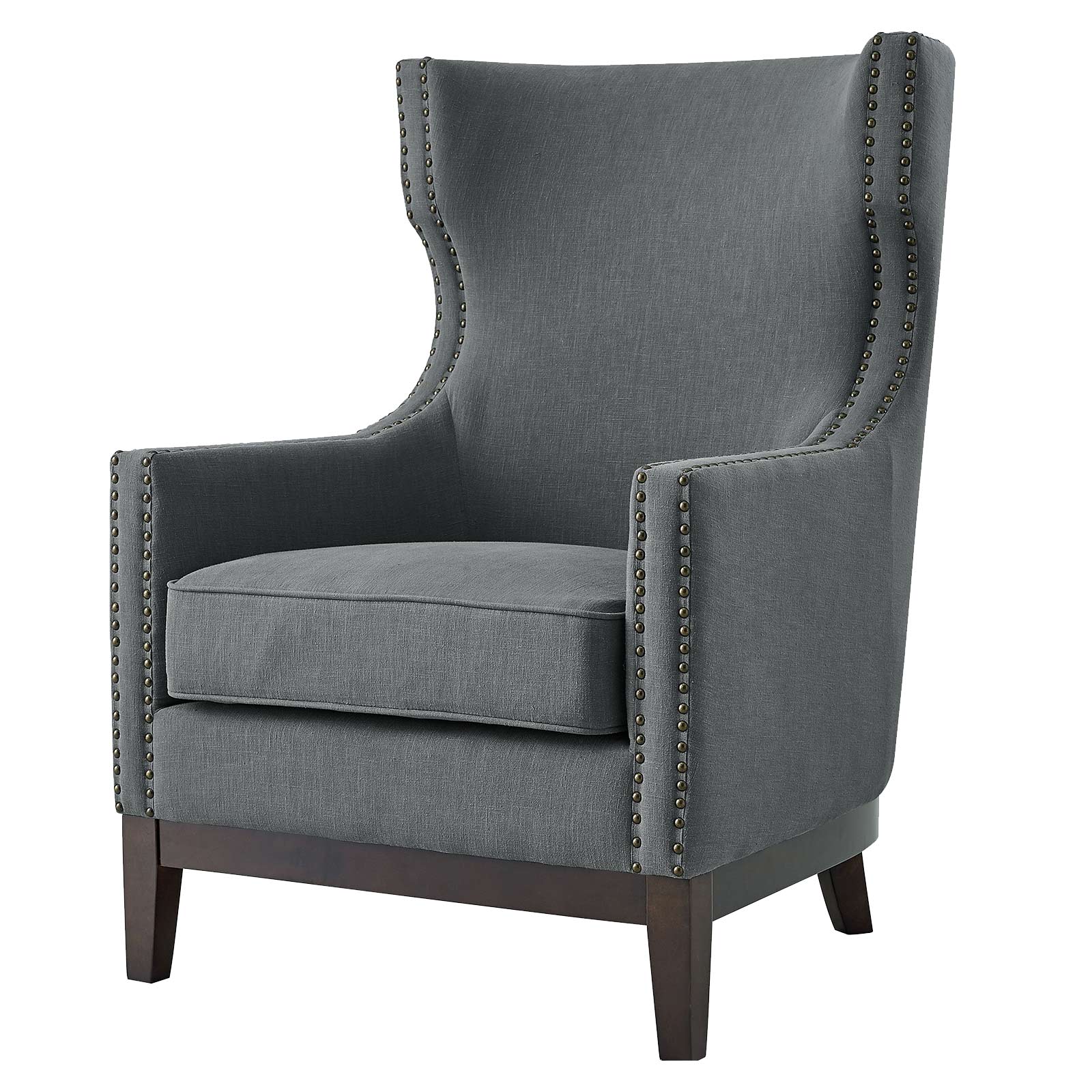 Steve Silver Co. Roswell Grey Accent Chair w/ Brass Nailhead