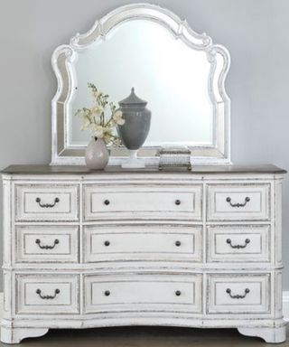 Liberty Magnolia Manor Antique White Dresser and Mirror