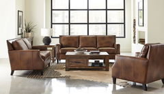 Coaster® Leaton 3-Piece Brown Sugar Recessed Arms Living Room Set
