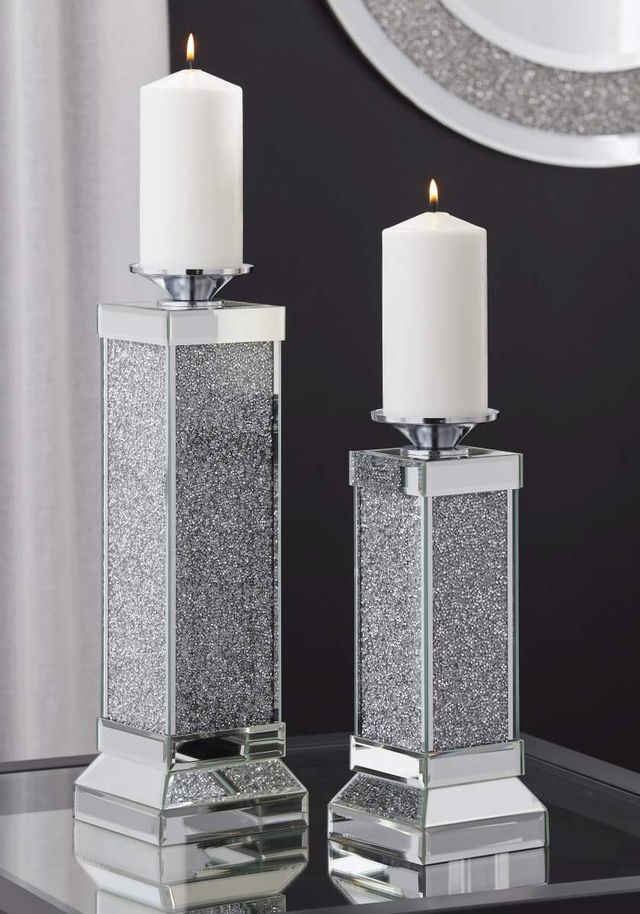 Signature Design by Ashley® Charline 2-Piece Silvertone Candle Holders-2