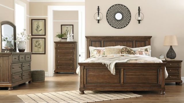 Signature Design by Ashley® Flynnter 6-Piece Medium Brown King Panel Bed Set 6