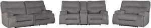 Benchcraft® Coombs 3-Piece Charcoal Living Room Set with Power Reclining Sofa