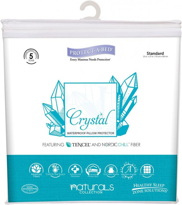 Protect-A-Bed® Naturals White Crystal Waterproof Standard Pillow Protector-0