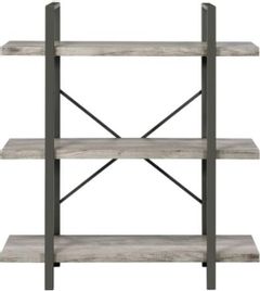 Coaster® Grey Driftwood/Gunmetal 3-Shelf Bookcase