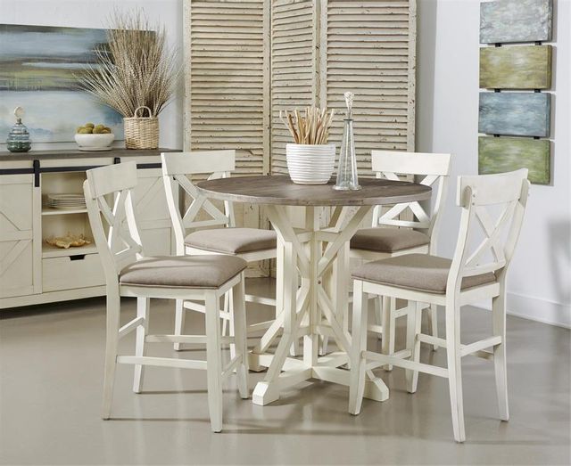 Coast2Coast Home™ Bar Harbor II 2-Piece Cream/Gray Counter Height Dining Chair Set-3
