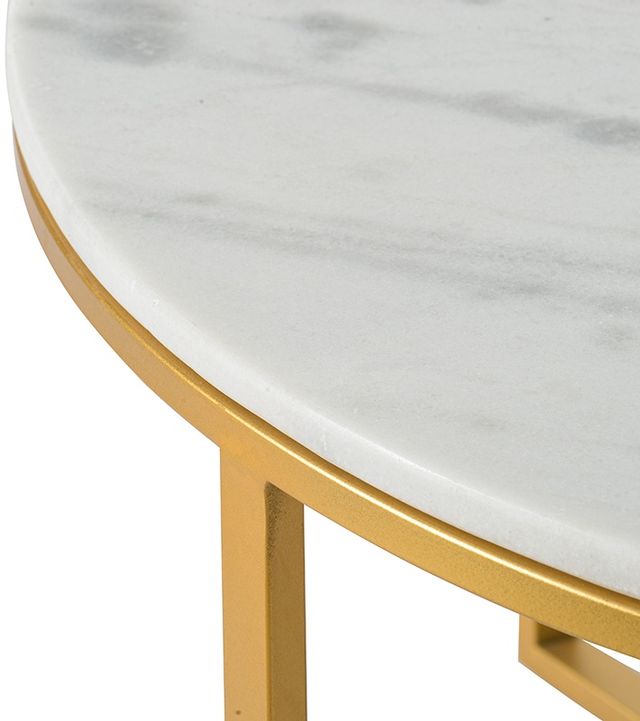 A & B Home Gold/White Round Table-2