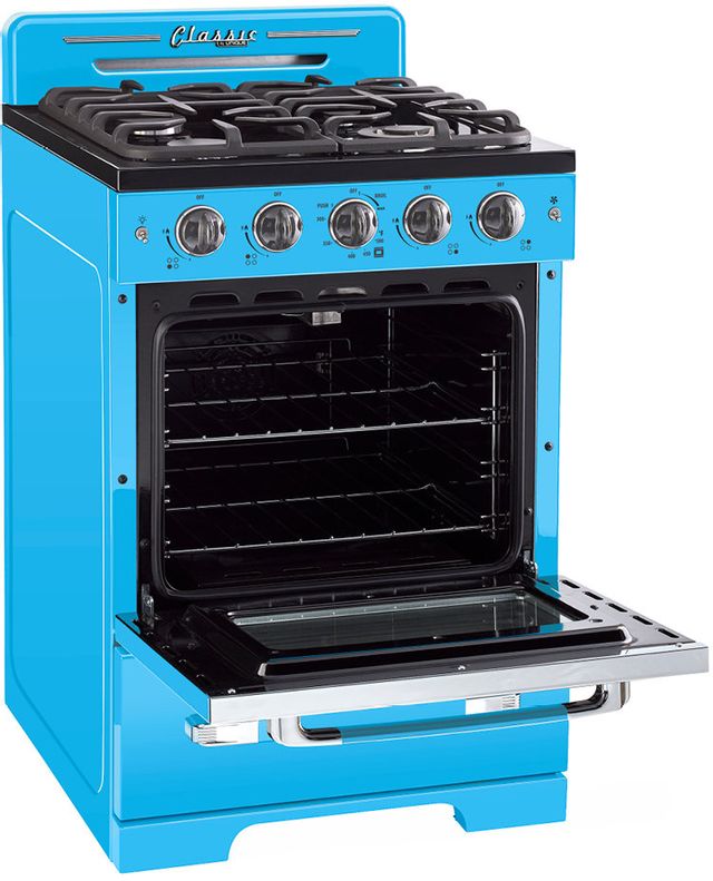 Unique® Appliances Classic Retro 24" Robin Egg Blue Freestanding Natural Gas Range 2