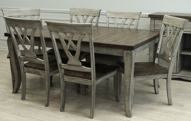 Allwood Furniture Group #126 Light Grey/Rustic Brown Solid Wood Table with Butterfly Leaf Set