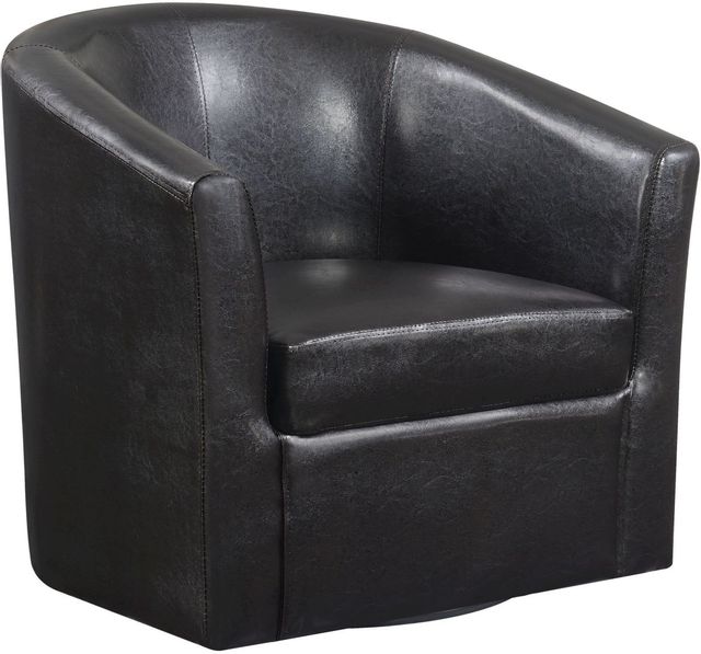 Coaster® Dark Brown Upholstery Sloped Arm Accent Swivel Chair-0