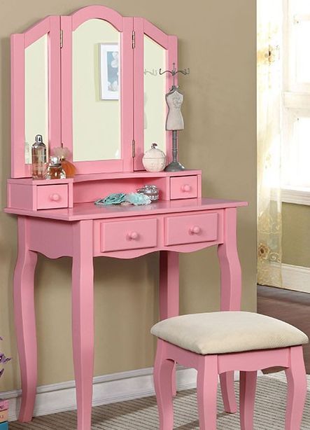 Furniture of America® Janelle Pink Vanity-0