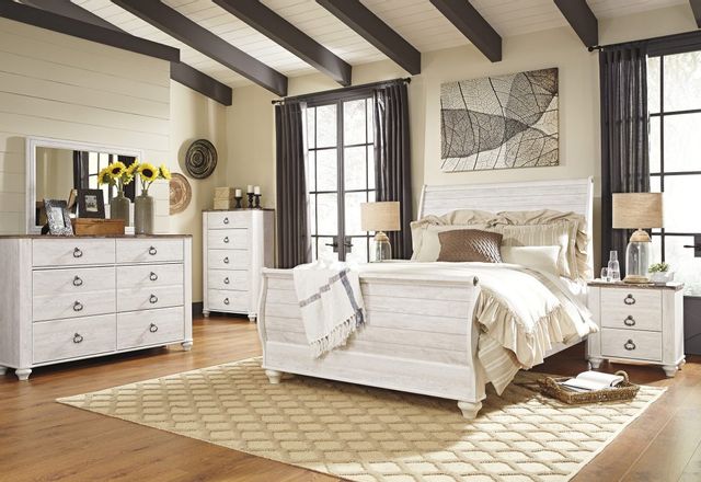 Signature Design by Ashley® Willowton Whitewash Queen Sleigh Bed 7