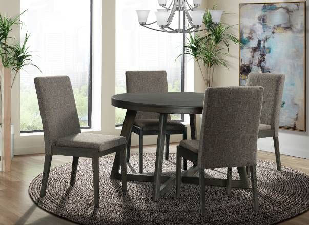 Elements International Cross 5-Piece Gray Round Dining Set | Bob Mills ...