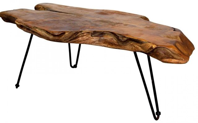 StyleCraft Natural Coffee Table with Black Base