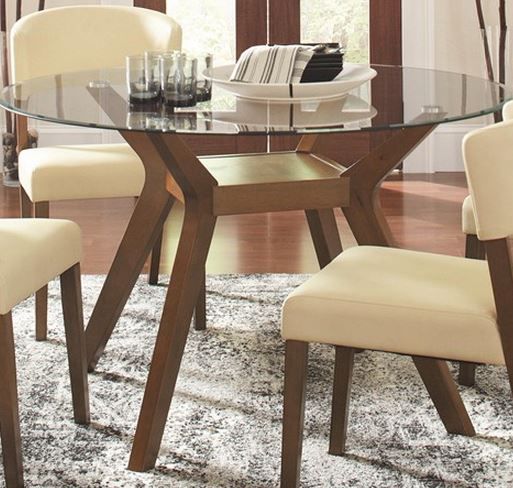 Coaster® Paxton Nutmeg Round Glass Top Dining Table 1
