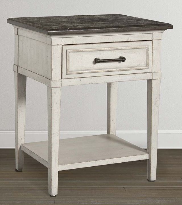 Bassett® Furniture Bella Aged Whitestone Stone Top Bedside Table 1