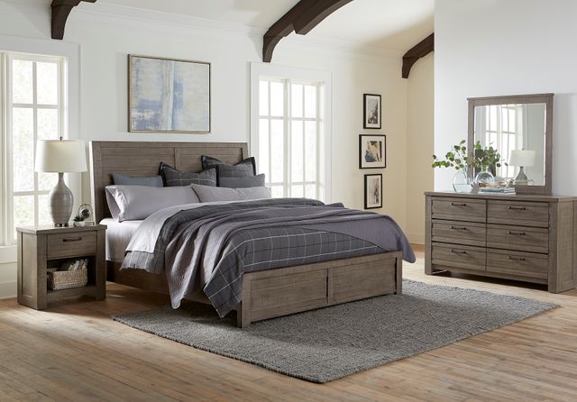 Samuel Lawrence Furniture Ruff Hewn Gray Queen Bed Plus Dresser and Mirror-0