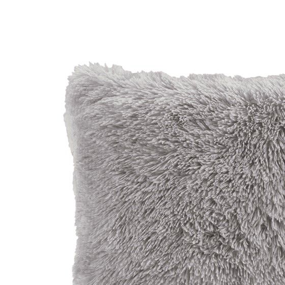 Olliix by CosmoLiving Cleo Grey Ombre Print Shaggy Fur Pillow-5
