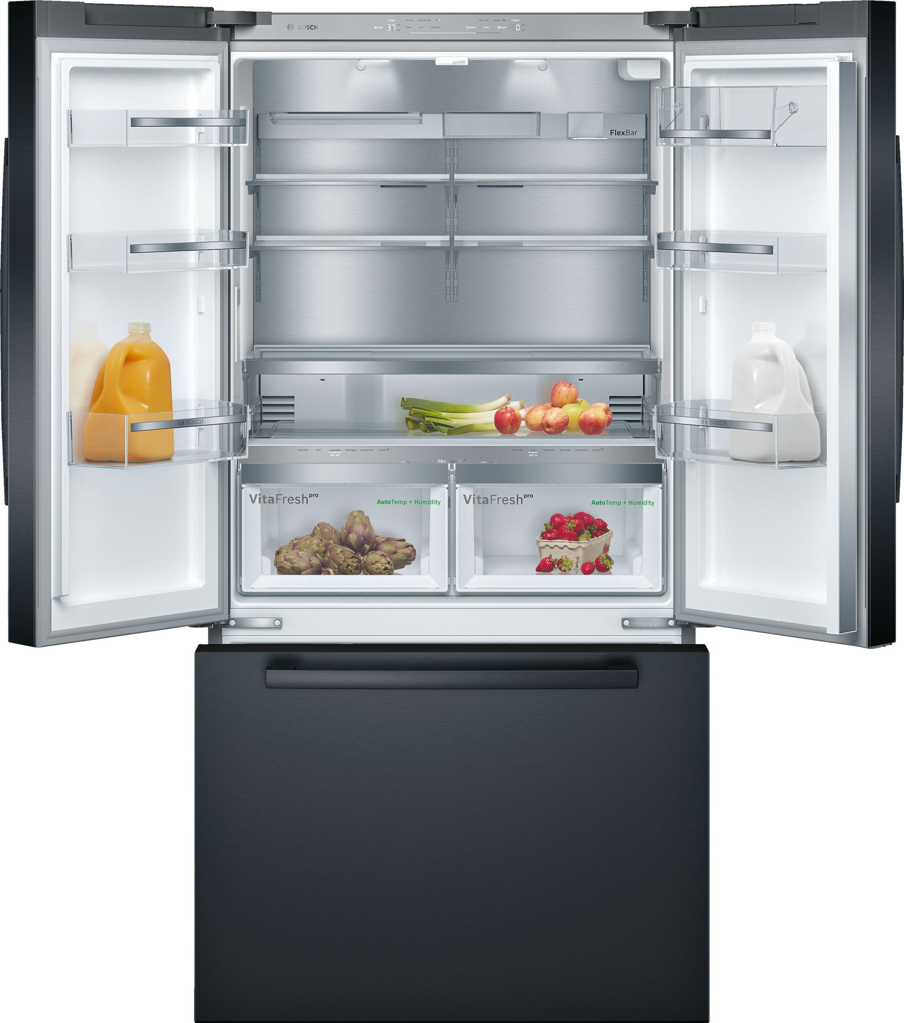 Bosch® 800 Series 20.8 Cu. Ft. Black Stainless Steel Counter Depth ...