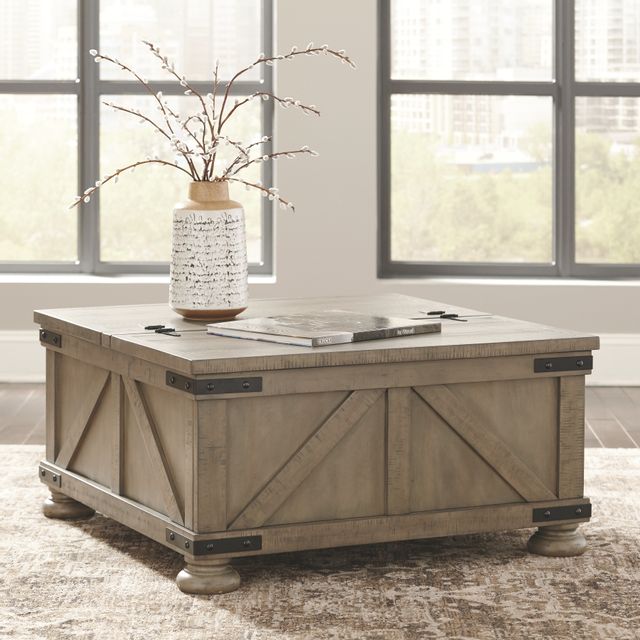 Signature Design by Ashley® Aldwin Gray Farmhouse Coffee Table with Lift Top Storage 5