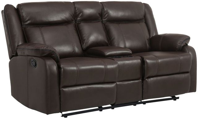 Homelegance® Jude Brown Double Reclining Glider Loveseat with Center Console