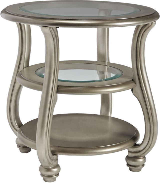 Signature Design by Ashley® Coralayne Silver Finish Round End Table 0