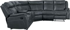 Elements International Avalon 3-Piece Charcoal Reclining Sectional Sofa Set