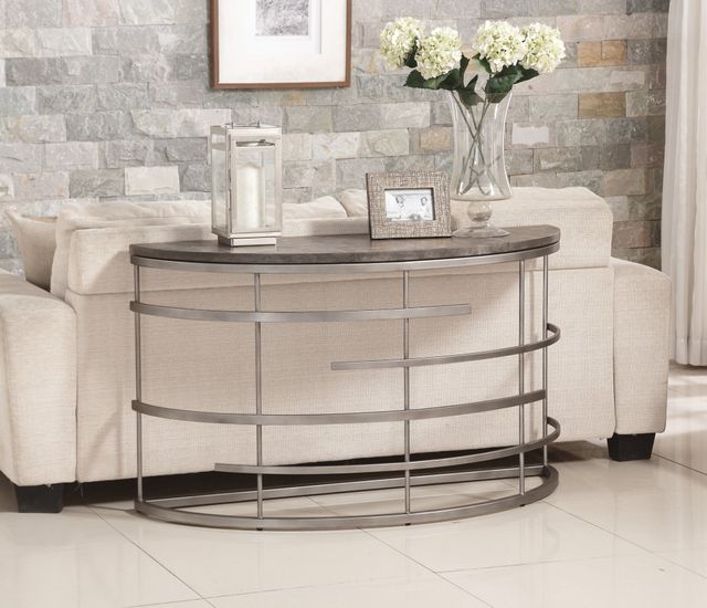 Flexsteel® Halo Antiqued Concrete/Soft Silver Round Sofa Table 1