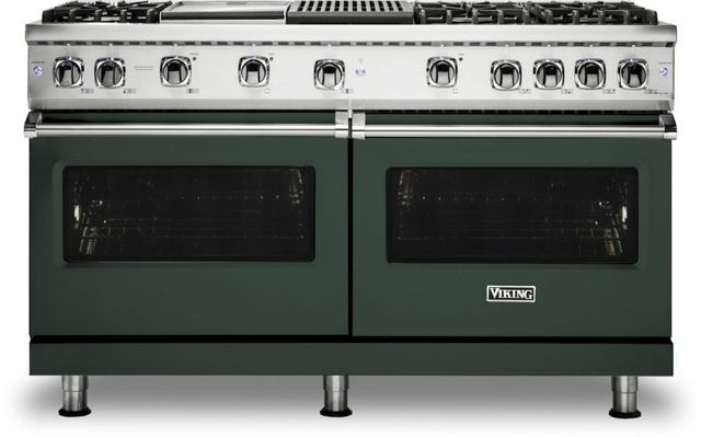 Viking® 5 Series 60" Blackforest Green Pro Style Natural Gas Range with 12" Griddle and 12" Grill