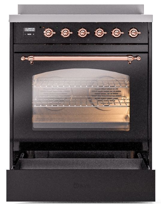 Ilve Nostalgie II 30 Glossy Black Freestanding Induction Range