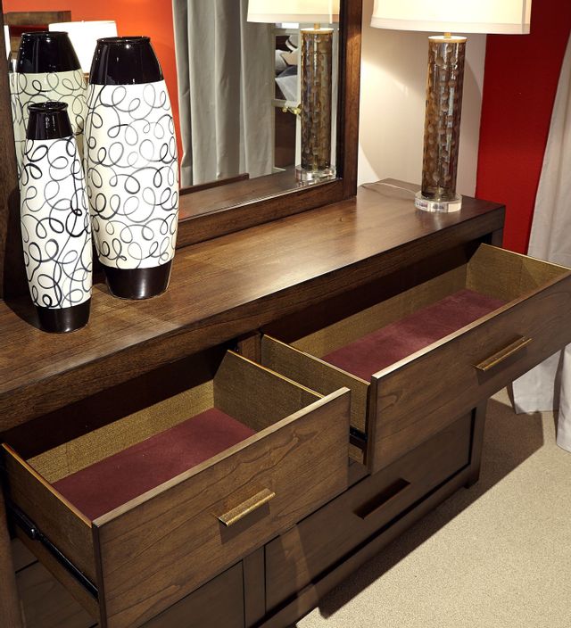 Aspenhome® Modern Loft Brownstone Dresser and Mirror Set 4