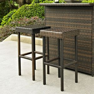Crosley Furniture® Palm Harbor 2-Piece Brown Outdoor Wicker Bar Height Bar Stool Set
