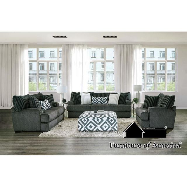 Furniture of America® Loughlin Gunmetal Oversized Chair The Furniture