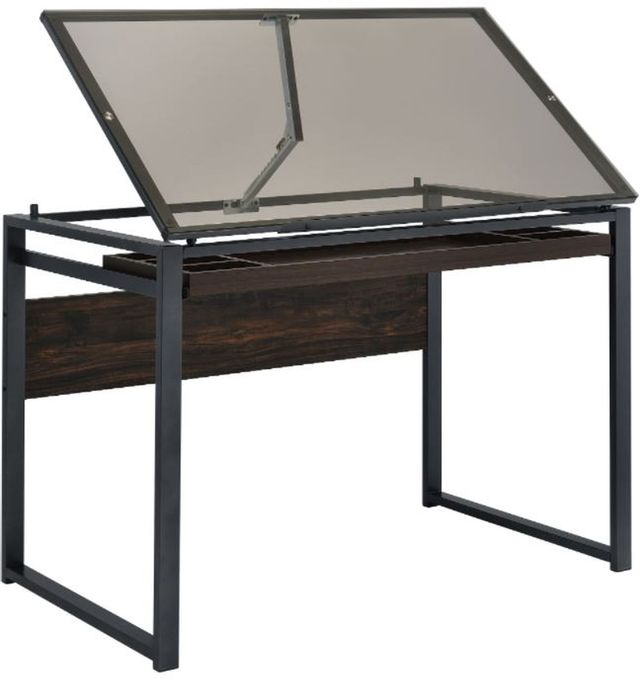 Coaster® Pantano Dark Gunmetal and Chestnut Glass Top Drafting Desk