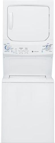 GE Unitized Spacemaker® Electric Washer/Dryer Stack Laundry-White 0