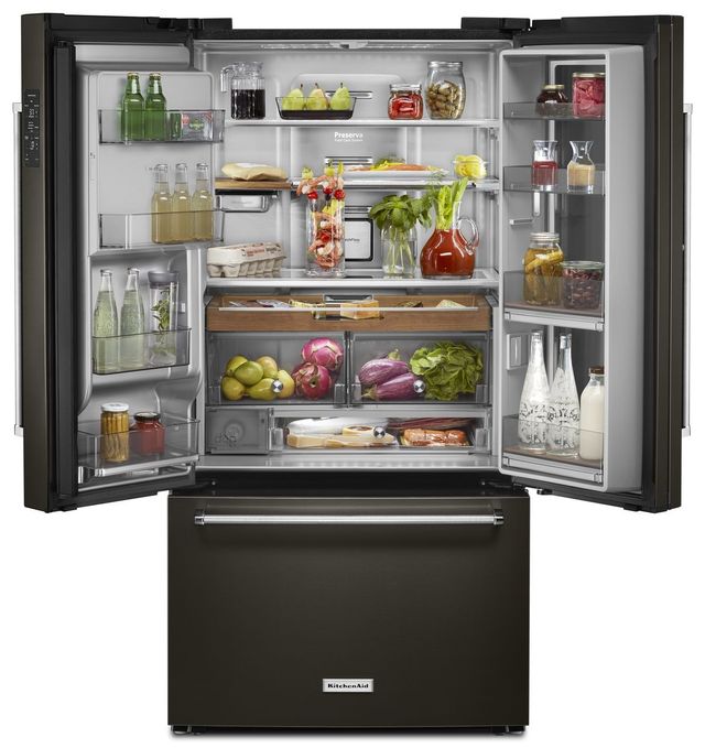 KitchenAid® 23.5 Cu. Ft. Black Stainless Steel Counter Depth French Door Refrigerator 3