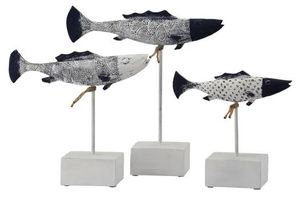 Crestview Collection Antique Set of 3 Black/White Fish Statues