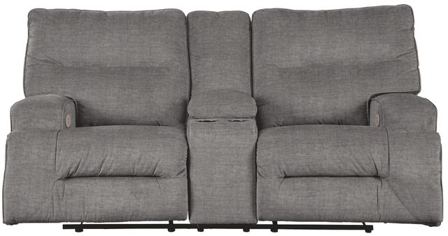 Signature Design by Ashley® Coombs Charcoal Power Double Reclining Loveseat with Console-2