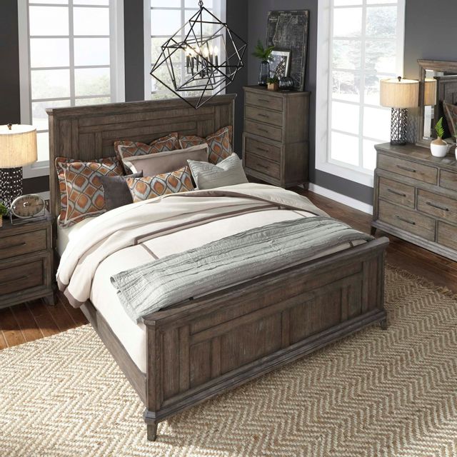 Liberty Furniture Artisan Prairie Aged Oak/Gray Dusty California King Panel Bed 2