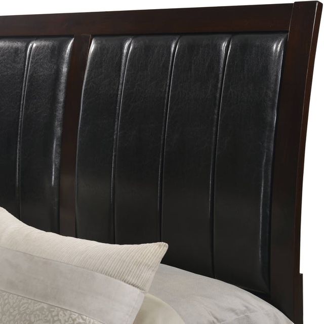 Elements International Lawrence Espresso Lacquer Upholstered Queen Bed 3