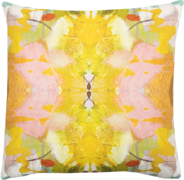 Laura Park Designs Jardin Yellow 22" x 22" Throw Pillow-0