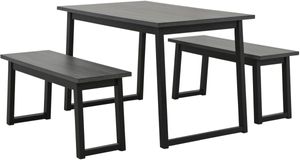 Signature Design by Ashley® Garvine 3-Piece Black/Gray Table and Bench Set