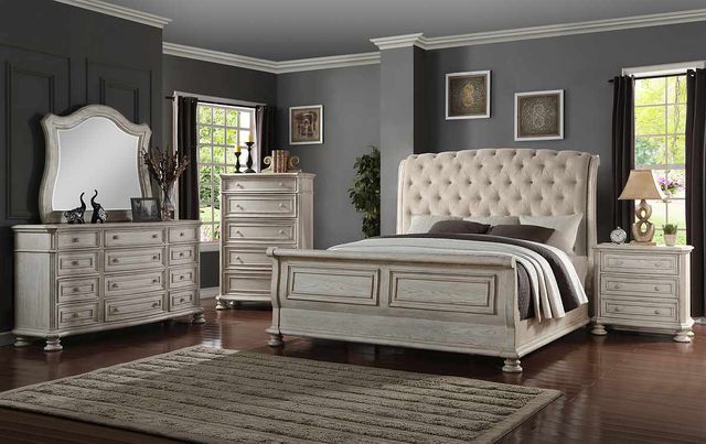 Avalon Furniture Barton Creek Off White Queen Upholstered Sleigh Bed-2