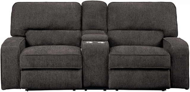 Homelegance® Borneo Chocolate Power Double Reclining Loveseat with Center Console and USB Ports