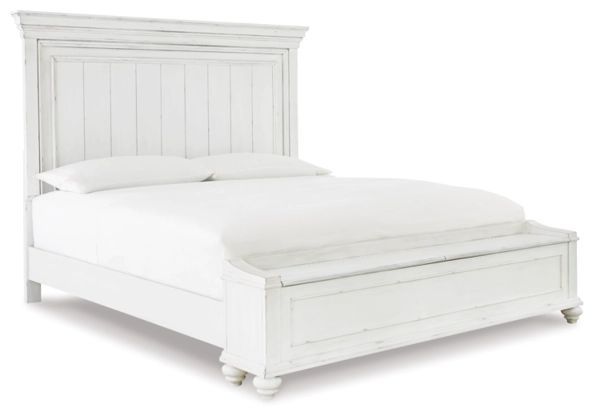Benchcraft® Kanwyn Whitewash Queen Storage Panel Bed -0