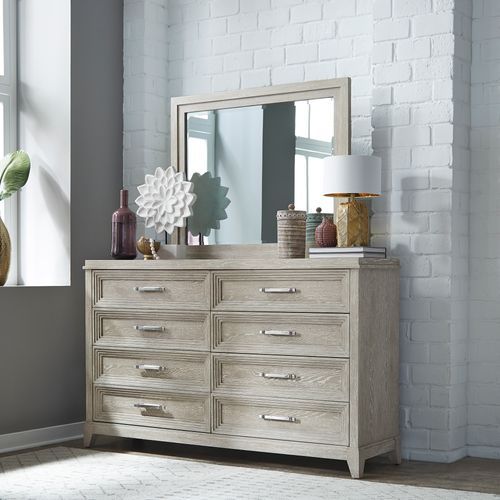 Liberty Furniture Belmar Washed Taupe and Silver Champagne Dresser and Mirror 3